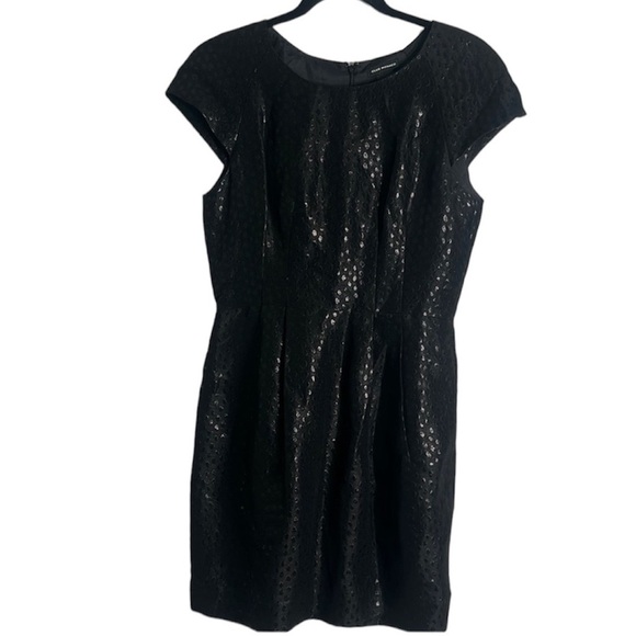 Club Monaco black slik blend mini dress size 6 shiny party - Picture 2 of 13